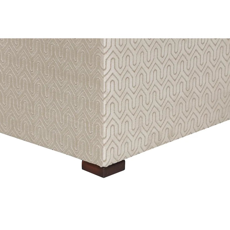 White Light Blue Geometric Print Square Ottoman 100% Polyester Transitional
