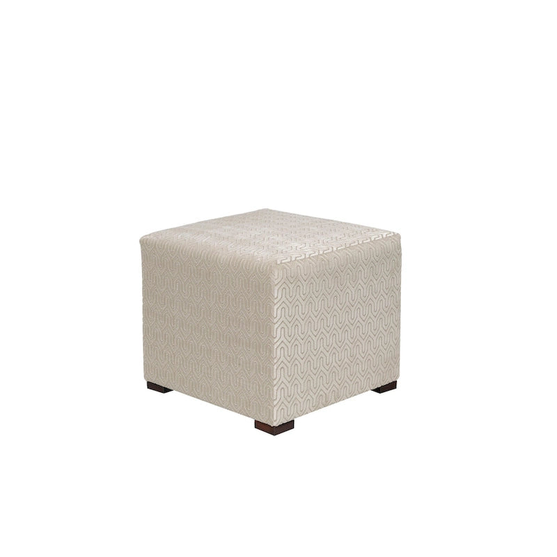 White Light Blue Geometric Print Square Ottoman 100% Polyester Transitional