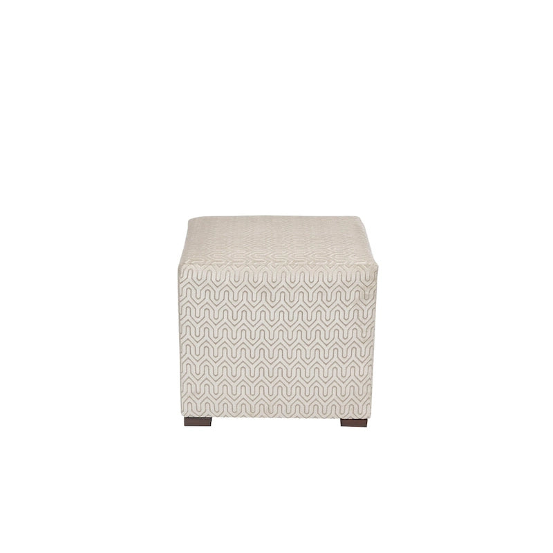 White Light Blue Geometric Print Square Ottoman 100% Polyester Transitional
