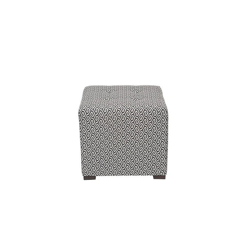 White Light Blue Geometric Print Square Ottoman 100% Polyester Transitional