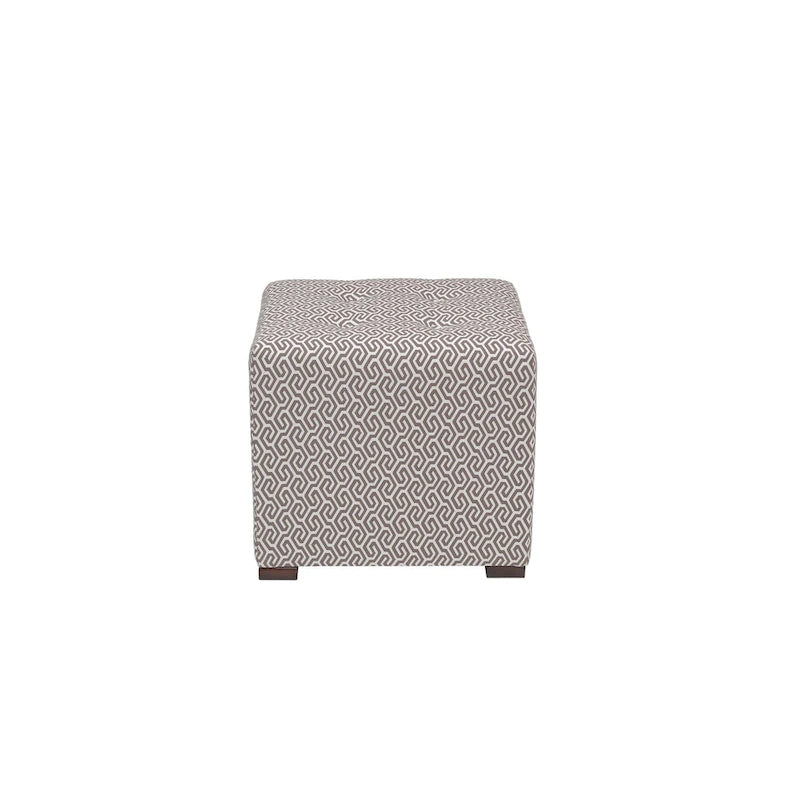White Light Blue Geometric Print Square Ottoman 100% Polyester Transitional