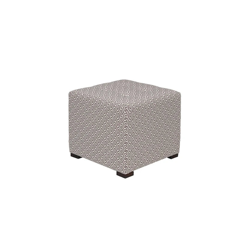 White Light Blue Geometric Print Square Ottoman 100% Polyester Transitional