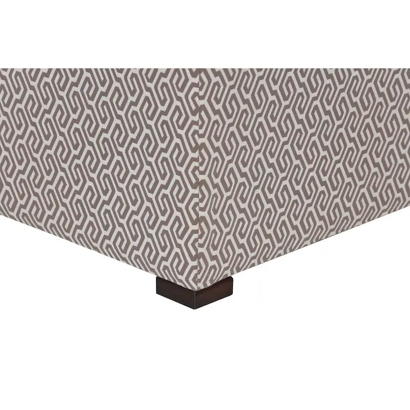 White Light Blue Geometric Print Square Ottoman 100% Polyester Transitional