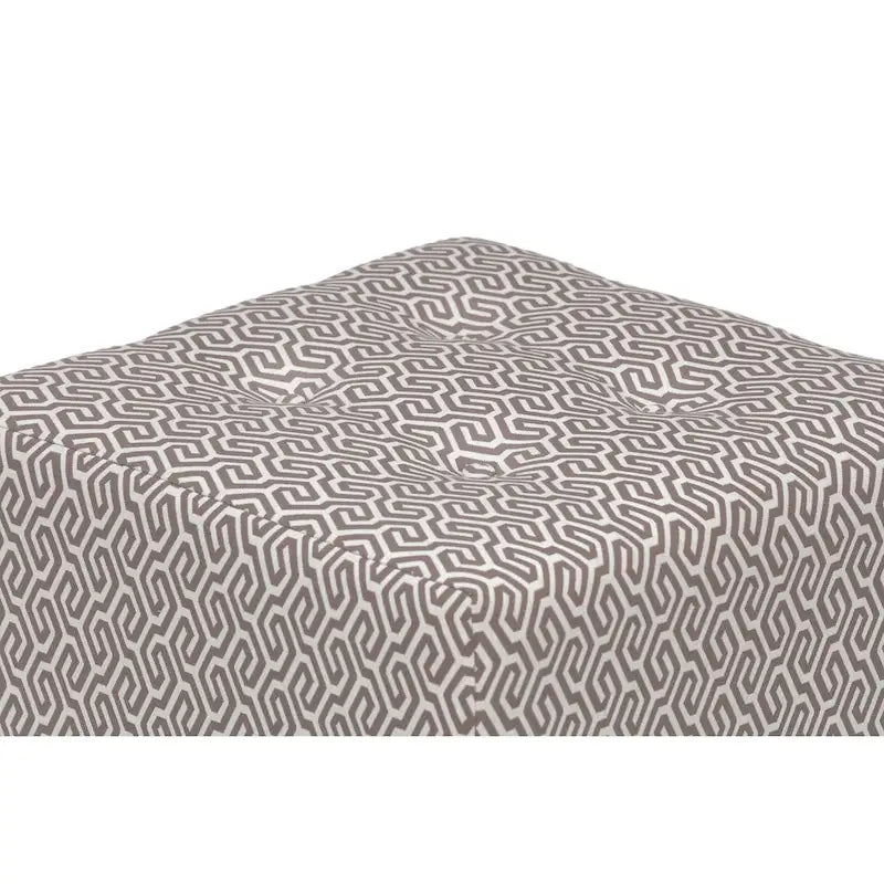 White Light Blue Geometric Print Square Ottoman 100% Polyester Transitional