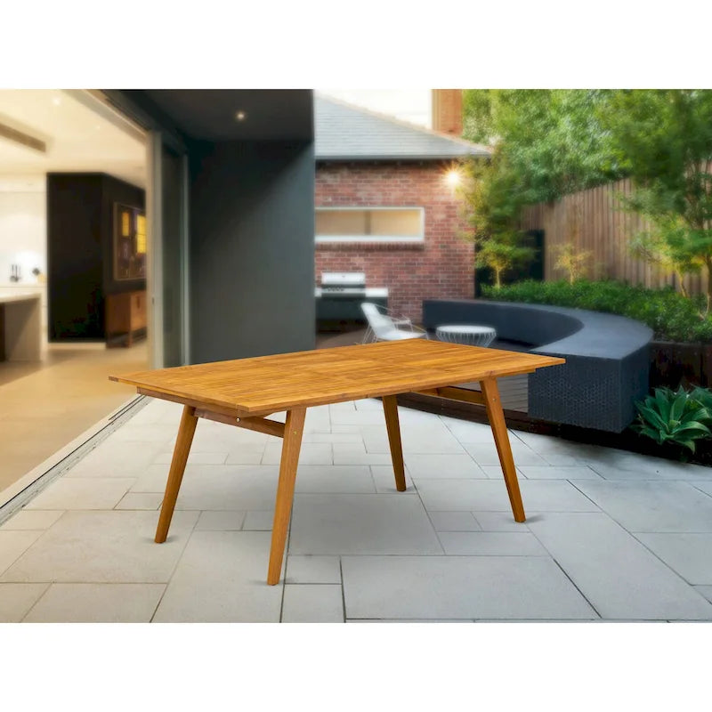 Natural Oak Rectangular Dining Table Rubberwood 4 Tapered Legs Modern