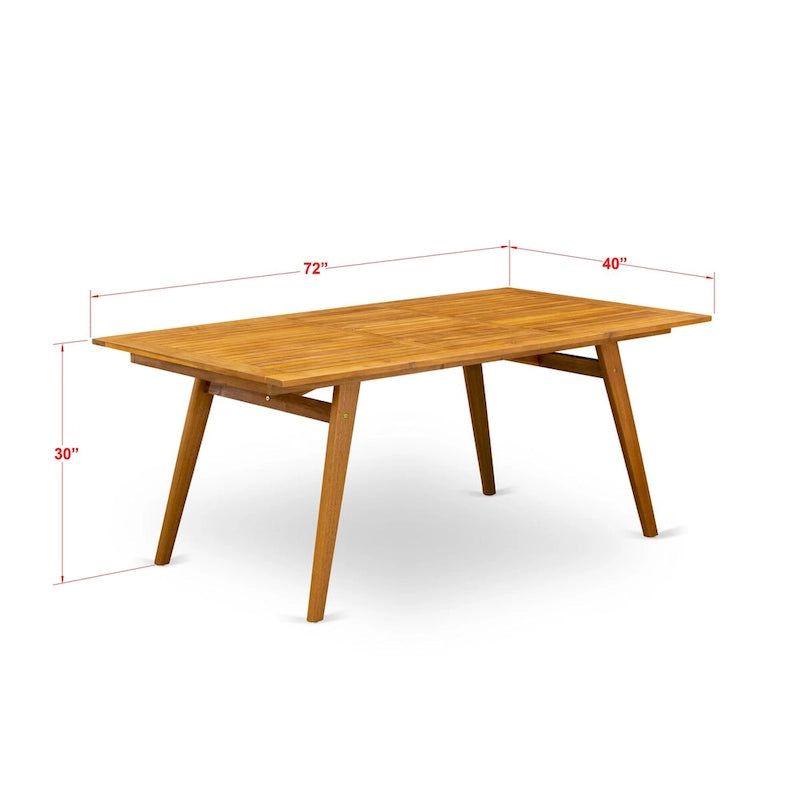Natural Oak Rectangular Dining Table Rubberwood 4 Tapered Legs Modern