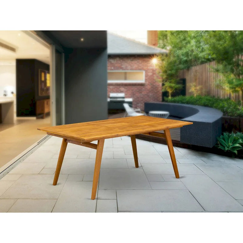 Natural Oak Rectangular Dining Table Rubberwood 4 Tapered Legs Modern