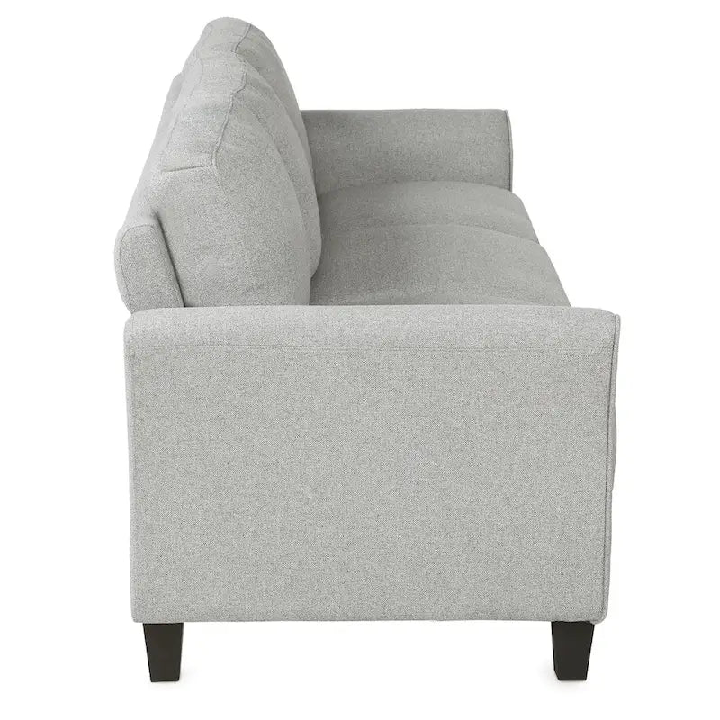 Grey Linen 3-Seat Sofa with Curved Arms Hardwood Frame Living Room