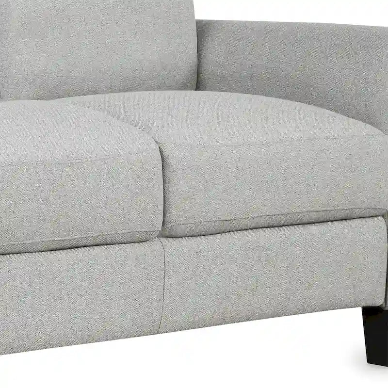 Grey Linen 3-Seat Sofa with Curved Arms Hardwood Frame Living Room