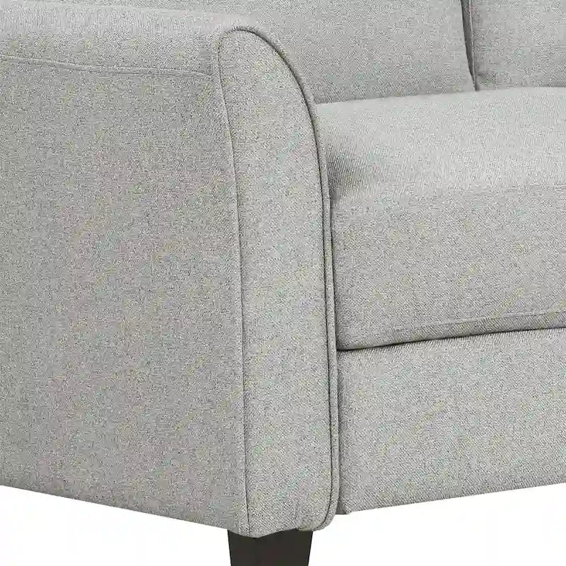 Grey Linen 3-Seat Sofa with Curved Arms Hardwood Frame Living Room