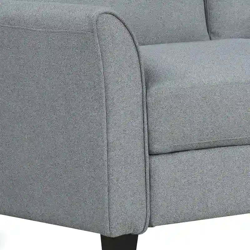 Grey Linen 3-Seat Sofa with Curved Arms Hardwood Frame Living Room