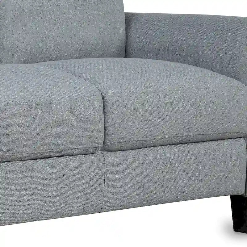 Grey Linen 3-Seat Sofa with Curved Arms Hardwood Frame Living Room