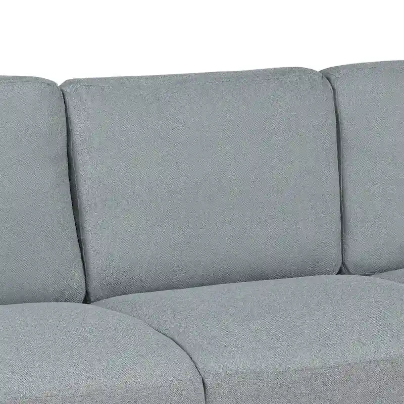 Grey Linen 3-Seat Sofa with Curved Arms Hardwood Frame Living Room