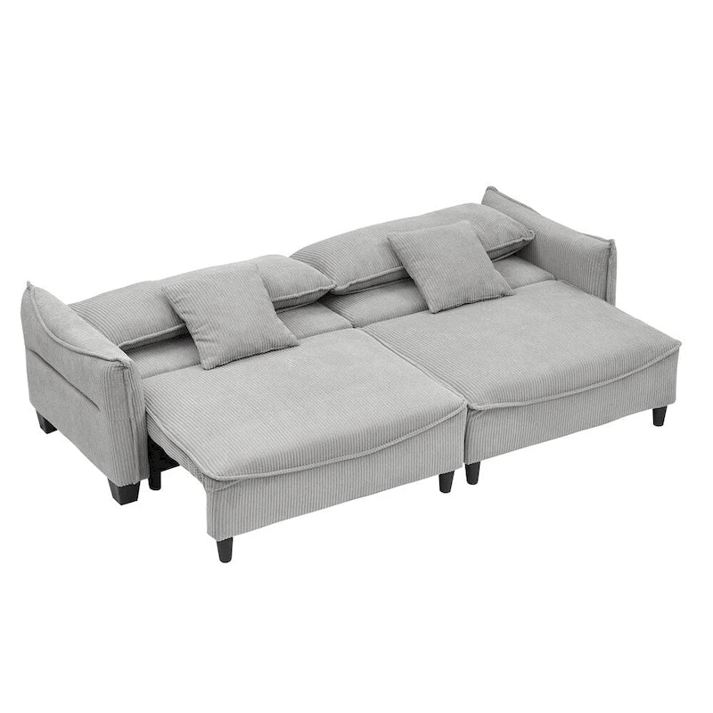 Corduroy Fabric Sofa with 2 Pillows and Legs