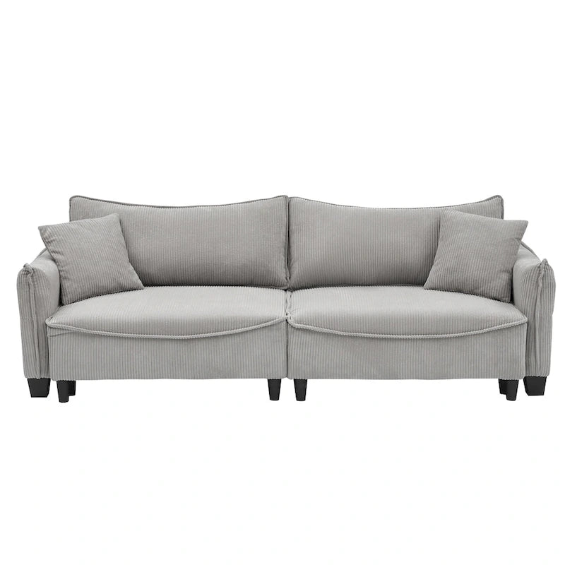 Corduroy Fabric Sofa with 2 Pillows and Legs