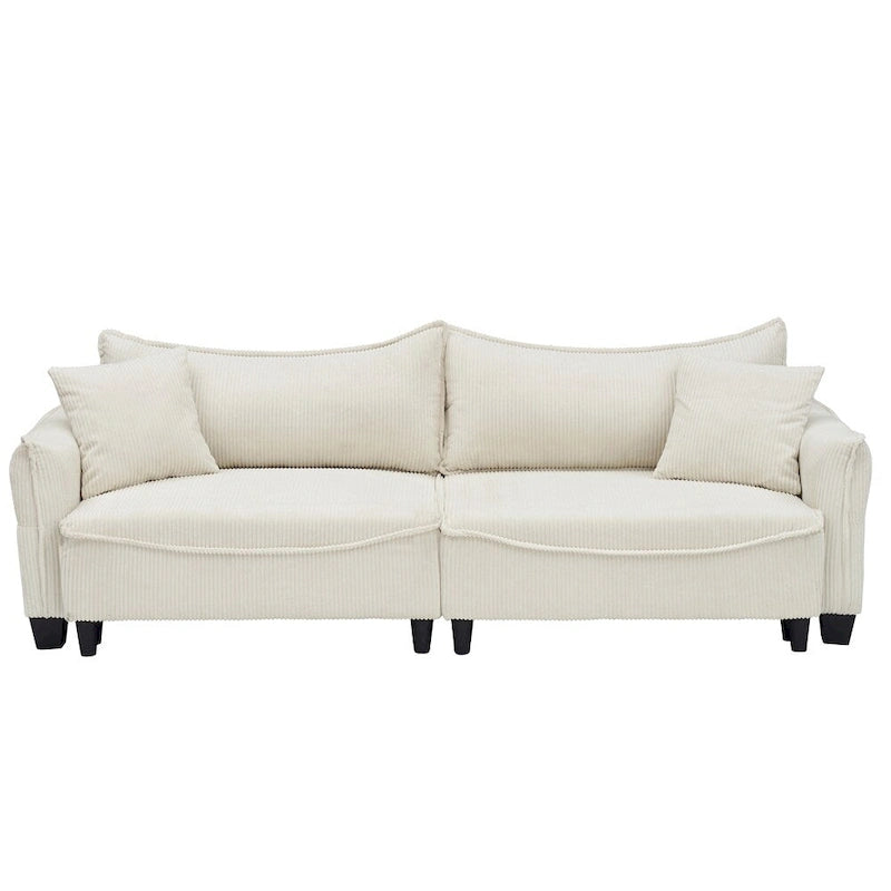 Corduroy Fabric Sofa with 2 Pillows and Legs